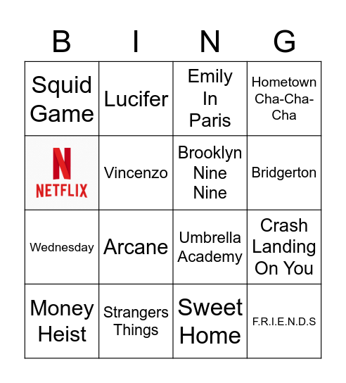 NETFLIX NIGHT BINGO Card