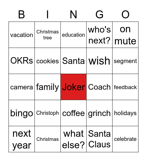 Christmas Coffee Bingo Card