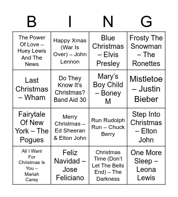 CCO Christmas Rock n Roll Bingo!! Bingo Card