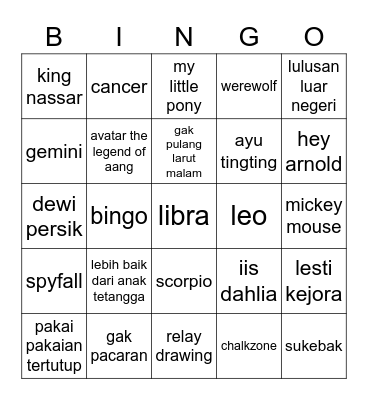 ✨ fanya ✨ Bingo Card