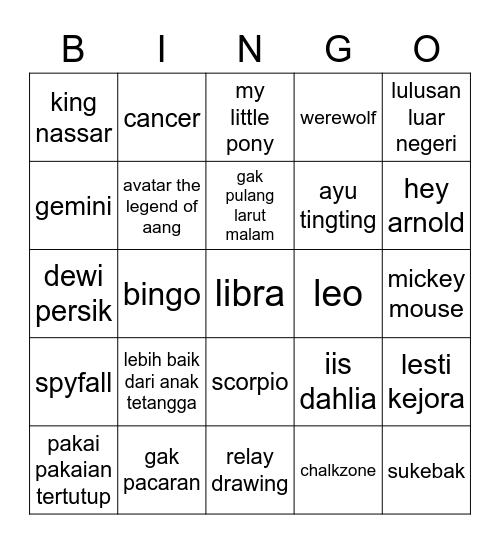 ✨ fanya ✨ Bingo Card