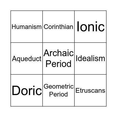 Classical Art: Greece and Rome Bingo Card