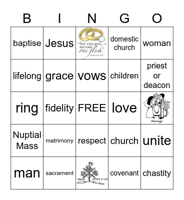 Sacrament of Marriage Bingo Card