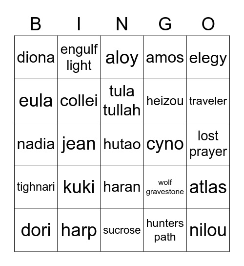 para bingo Card
