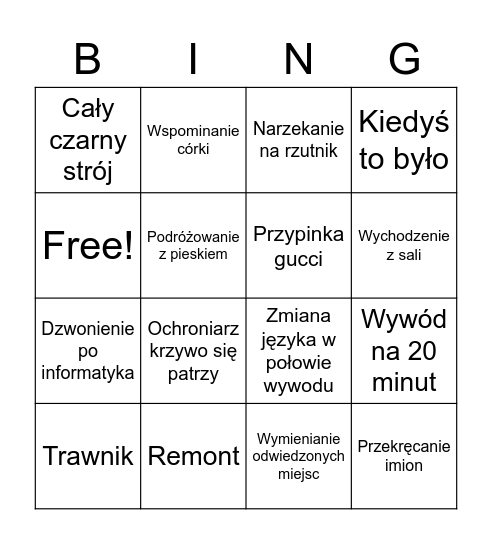 Halinka Bingo Card