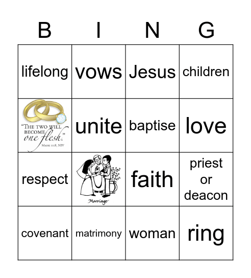 Sacrament of Marriage Bingo Card