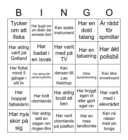 Mingelbingoo Bingo Card
