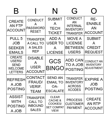 TEAM VERETTE Bingo Card