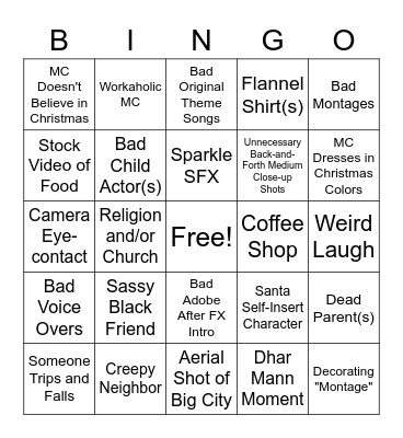 Halmark™️ Christmas Movie Bingo Card