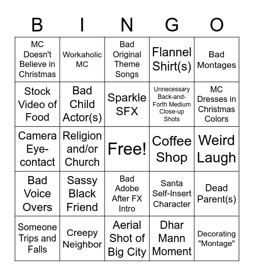 Halmark™️ Christmas Movie Bingo Card