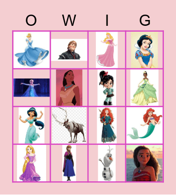 PRINCESS Bingo Card