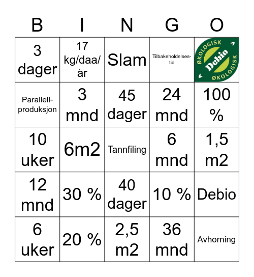 Regelverksbingo Card
