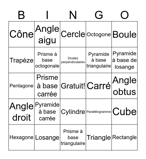 Bingo géo! Bingo Card