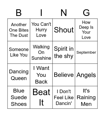 Musical Bingo Card