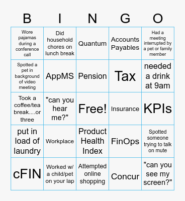 Financial Accounting Bingo Card