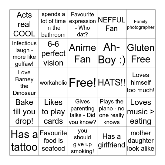 FAMILY BINGO Card