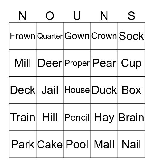 NOUNS Bingo Card