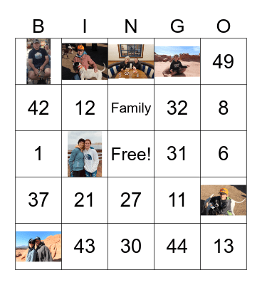 Einerson Family Bingo Card