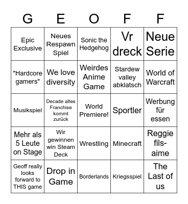 Spiele Preise 2022 Bingo Card