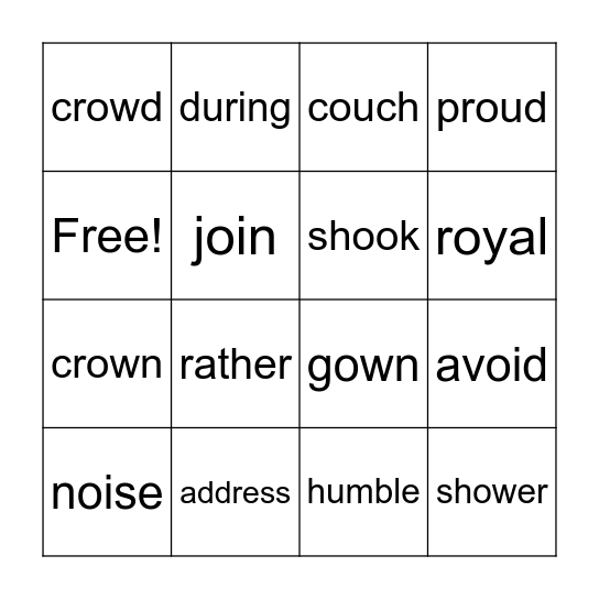 4th spelling words Bingo Card
