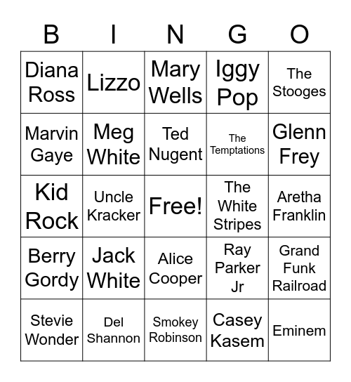 Making Music in Michigan Bingo Card