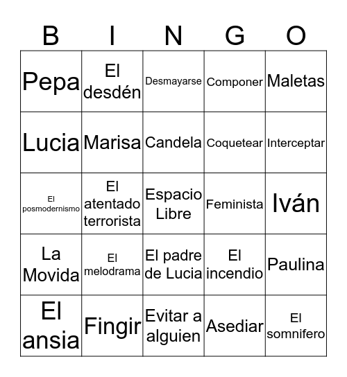 Mujeres al borde de un ataque de nervios Bingo Card