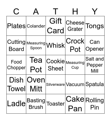 Bridal Shower Bingo Card