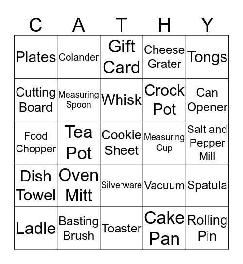 Bridal Shower Bingo Card