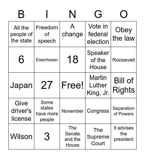Citizenship-Chapters 6-10-edited 12/8/22 Bingo Card