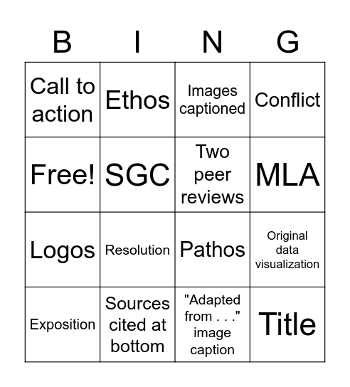 Infographic Bingo Card