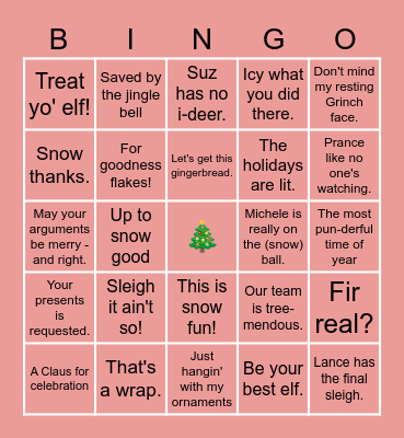 Hilarious Holiday Puns Bingo Card