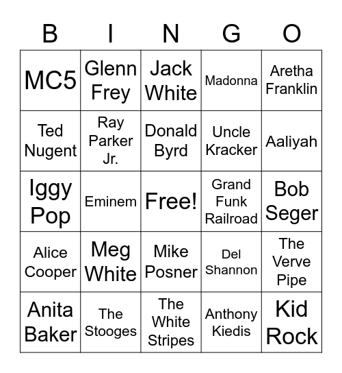 Making Music in Michigan Bingo Card