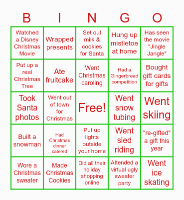 #CAP Christmas Bingo 2020! Bingo Card
