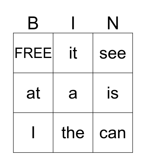 SIGHT WORDS! Bingo Card