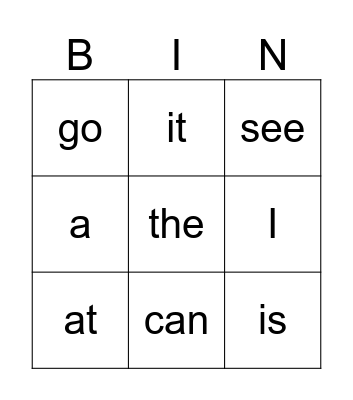 SIGHT WORDS! Bingo Card