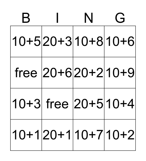 DECOMPOSING NUMBERS Bingo Card