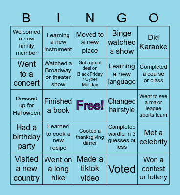 2022 Talent Connect Year-End Bingo! Bingo Card