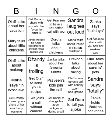 Łukasz Bingo Card