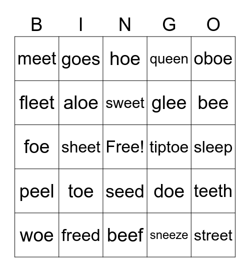 oe/ee BINGO Card