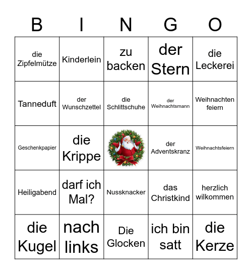 Weihnachten via Quizlet Bingo Card