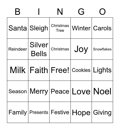 Christmas Bingo Card
