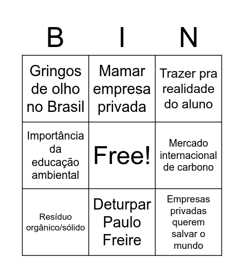 Bingo da aula do alolô Bingo Card