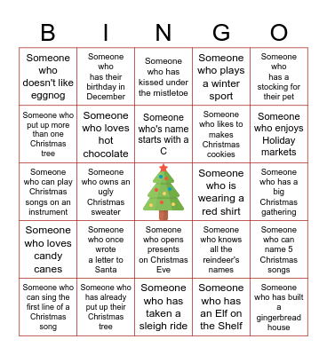 Christmas Bingo Challenge! Bingo Card