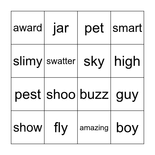 Hi, Fly Guy! Bingo Card