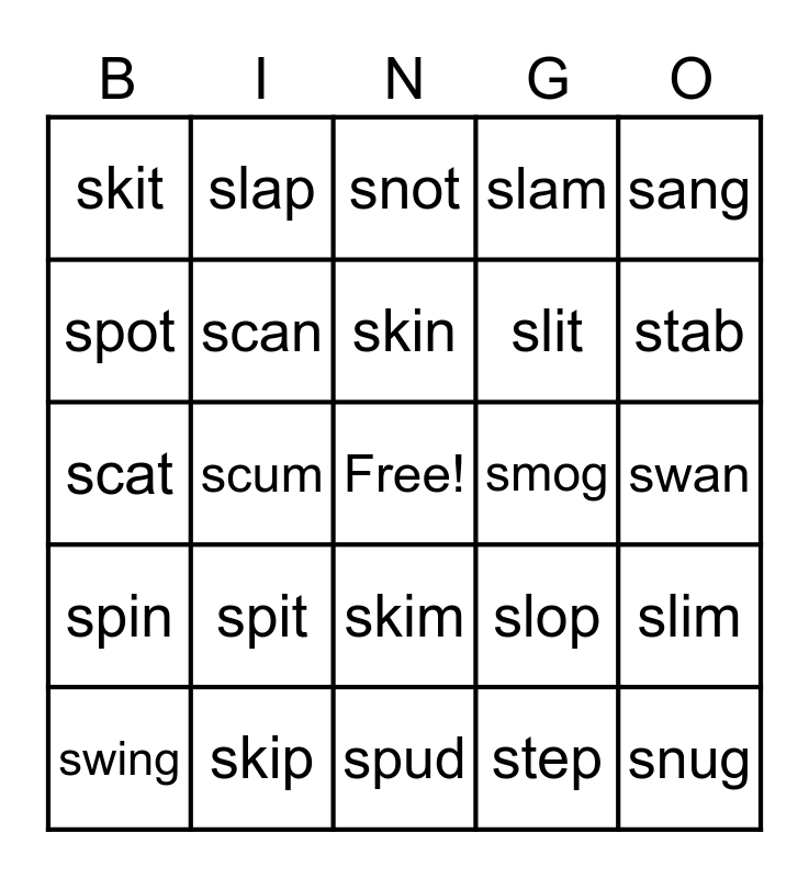 S Blend Bingo Card