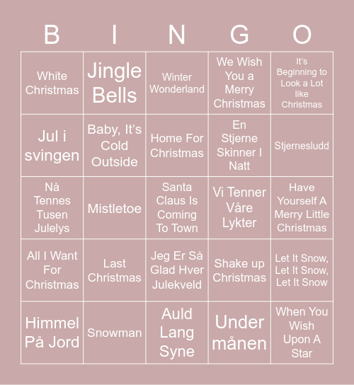 Julebingo<33 Bingo Card