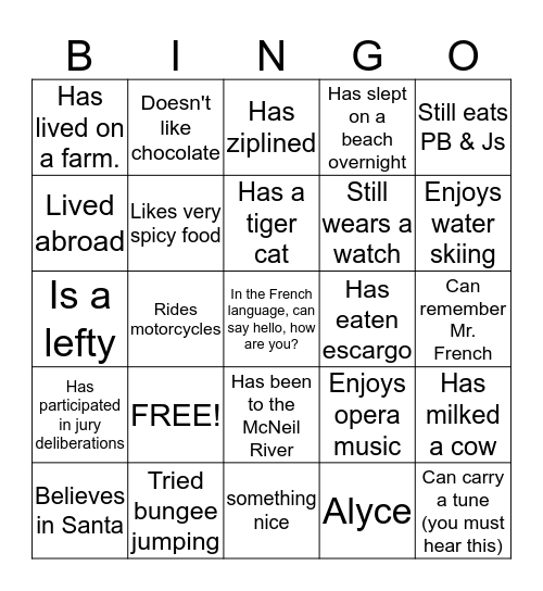 Untitled Bingo Card