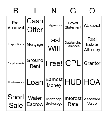 Title Bingo Card
