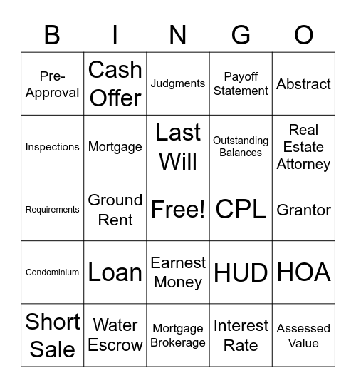 Title Bingo Card