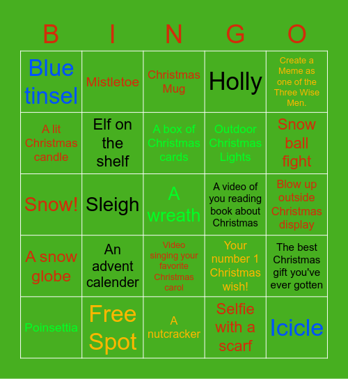 The 12 days of Christmas Bingo Card